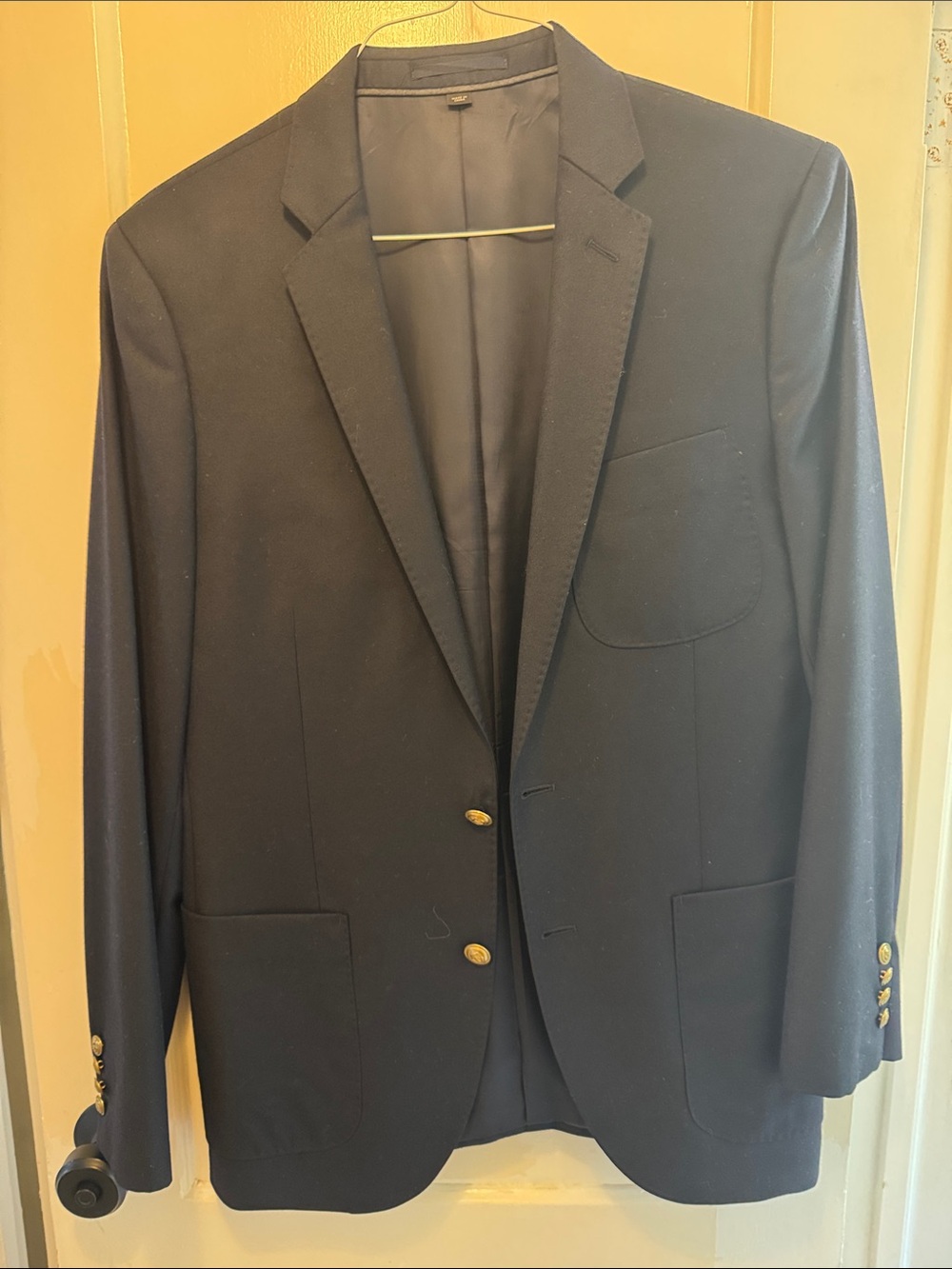 J. Crew Navy Two-Button Blazer with Gold Buttons